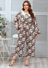 Load image into Gallery viewer, Cute Peter Pan Collar Print Lace Patchwork Straight Jumpsuit Long Sleeve