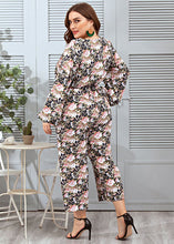 Load image into Gallery viewer, Cute Peter Pan Collar Print Lace Patchwork Straight Jumpsuit Long Sleeve