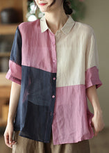 Load image into Gallery viewer, Cute Pink Button Cozy Ramie Shirt Summer