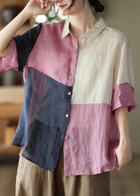 Load image into Gallery viewer, Cute Pink Button Cozy Ramie Shirt Summer