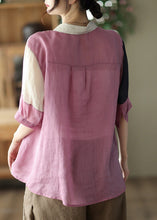 Load image into Gallery viewer, Cute Pink Button Cozy Ramie Shirt Summer