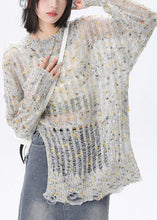 Load image into Gallery viewer, Cute Pink O-Neck Asymmetrical Hollow Out Cozy Knit Sweater Long Sleeve