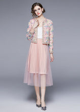 Load image into Gallery viewer, Cute Pink O-Neck Print Tulle Two Piece Suit Set Fall