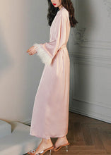 Load image into Gallery viewer, Cute Pink V Neck Tie Waist Ice Silk Robe Spring