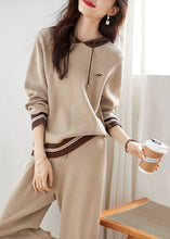 Load image into Gallery viewer, DIY Apricot Patchwork Drawstring Hoodie Coats And Pants Two Pieces Set Fall