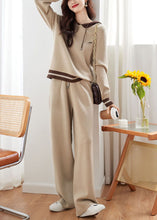 Load image into Gallery viewer, DIY Apricot Patchwork Drawstring Hoodie Coats And Pants Two Pieces Set Fall