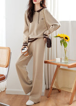 Load image into Gallery viewer, DIY Apricot Patchwork Drawstring Hoodie Coats And Pants Two Pieces Set Fall