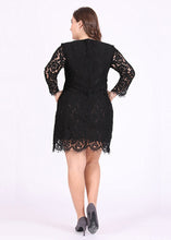 Load image into Gallery viewer, DIY Black Hollow Out Party Lace Mid Dress Summer