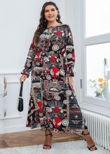 Load image into Gallery viewer, DIY Black O-Neck Print High Waist Vacation Long Dresses Fall