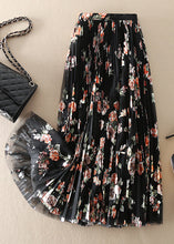 Load image into Gallery viewer, DIY Black Print Tulle pleated skirt Spring