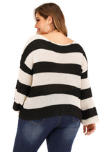 Load image into Gallery viewer, DIY Black White Striped Patchwork Knit Sweater Lantern Sleeve