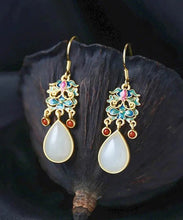 Load image into Gallery viewer, DIY Blue Cloisonne Jade Agate Drop Earrings