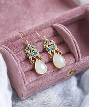 Load image into Gallery viewer, DIY Blue Cloisonne Jade Agate Drop Earrings