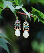 Load image into Gallery viewer, DIY Blue Cloisonne Jade Agate Drop Earrings