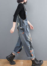 Load image into Gallery viewer, DIY Blue Pockets Print Patchwork Denim Jumpsuit Spring