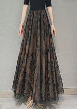 Load image into Gallery viewer, DIY Chocolate Wrinkled Embroideried High Waist Tulle Skirt Spring