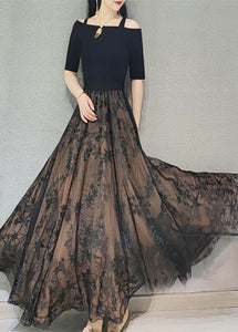 DIY Chocolate Wrinkled Embroideried High Waist Tulle Skirt Spring