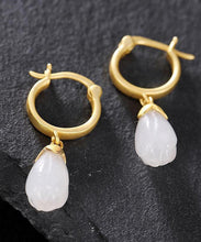 Load image into Gallery viewer, DIY Gold Sterling Silver Overgild Inlaid Jade Drop Earrings