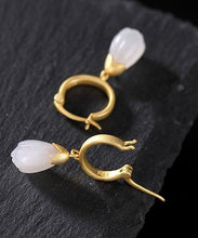 Load image into Gallery viewer, DIY Gold Sterling Silver Overgild Inlaid Jade Drop Earrings