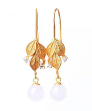 Load image into Gallery viewer, DIY Gold Sterling Silver Overgild Jade Leaf Drop Earrings