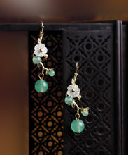 Load image into Gallery viewer, DIY Green Chalcedong Shell Flower Drop Earrings