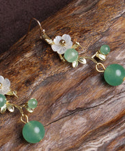 Load image into Gallery viewer, DIY Green Chalcedong Shell Flower Drop Earrings