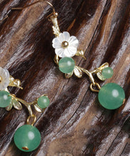 Load image into Gallery viewer, DIY Green Chalcedong Shell Flower Drop Earrings