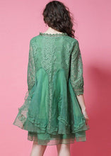 Load image into Gallery viewer, DIY Green Ruffled Patchwork Organza Lace Short Dress Bracelet Sleeve