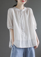 Load image into Gallery viewer, DIY Khaki Oversized Striped Cotton Shirt Half Sleeve