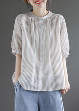 Load image into Gallery viewer, DIY Khaki Oversized Striped Cotton Shirt Half Sleeve