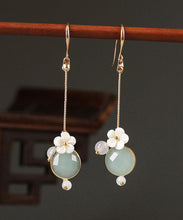 Load image into Gallery viewer, DIY Light Green Shell Flower Agate Coloured Glaze Drop Earrings