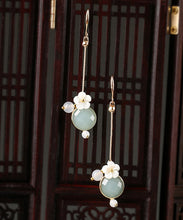 Load image into Gallery viewer, DIY Light Green Shell Flower Agate Coloured Glaze Drop Earrings