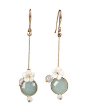 Load image into Gallery viewer, DIY Light Green Shell Flower Agate Coloured Glaze Drop Earrings