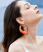 Load image into Gallery viewer, DIY Orange Acrylic Resin Moon Hoop Earrings