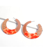 Load image into Gallery viewer, DIY Orange Acrylic Resin Moon Hoop Earrings