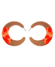 Load image into Gallery viewer, DIY Orange Acrylic Resin Moon Hoop Earrings