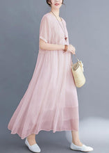 Load image into Gallery viewer, DIY Pink Embroideried Exra Large Hem Cotton Long Dress Summer