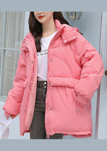 Load image into Gallery viewer, DIY Pink Hooded Pockets Duck Down Down Jacket Winter