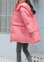 Load image into Gallery viewer, DIY Pink Hooded Pockets Duck Down Down Jacket Winter