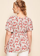 Load image into Gallery viewer, DIY Red Print Tie Waist Chiffon T Shirts Summer