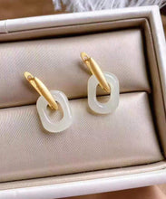 Load image into Gallery viewer, DIY White Sterling Silver Gilded Inlaid Jade Hoop Earrings