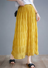 Load image into Gallery viewer, DIY Yellow Elastic Waist Wrinkled Cotton Skirt Summer