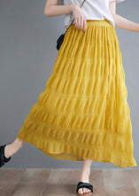 Load image into Gallery viewer, DIY Yellow Elastic Waist Wrinkled Cotton Skirt Summer