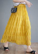 Load image into Gallery viewer, DIY Yellow Elastic Waist Wrinkled Cotton Skirt Summer