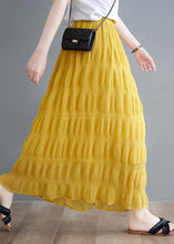 Load image into Gallery viewer, DIY Yellow Elastic Waist Wrinkled Cotton Skirt Summer