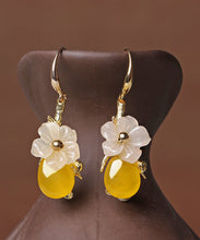 Load image into Gallery viewer, DIY Yellow Floral Water Drop Drop Earrings