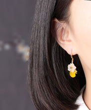 Load image into Gallery viewer, DIY Yellow Floral Water Drop Drop Earrings