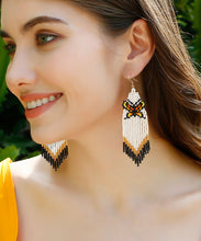 Load image into Gallery viewer, DIY Yellow Rice Ball Knit Fabric Butterfly Tassel Drop Earrings