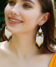 Load image into Gallery viewer, DIY Yellow Rice Ball Knit Fabric Butterfly Tassel Drop Earrings