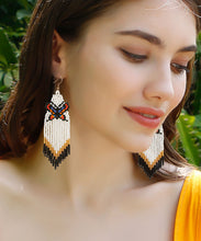 Load image into Gallery viewer, DIY Yellow Rice Ball Knit Fabric Butterfly Tassel Drop Earrings